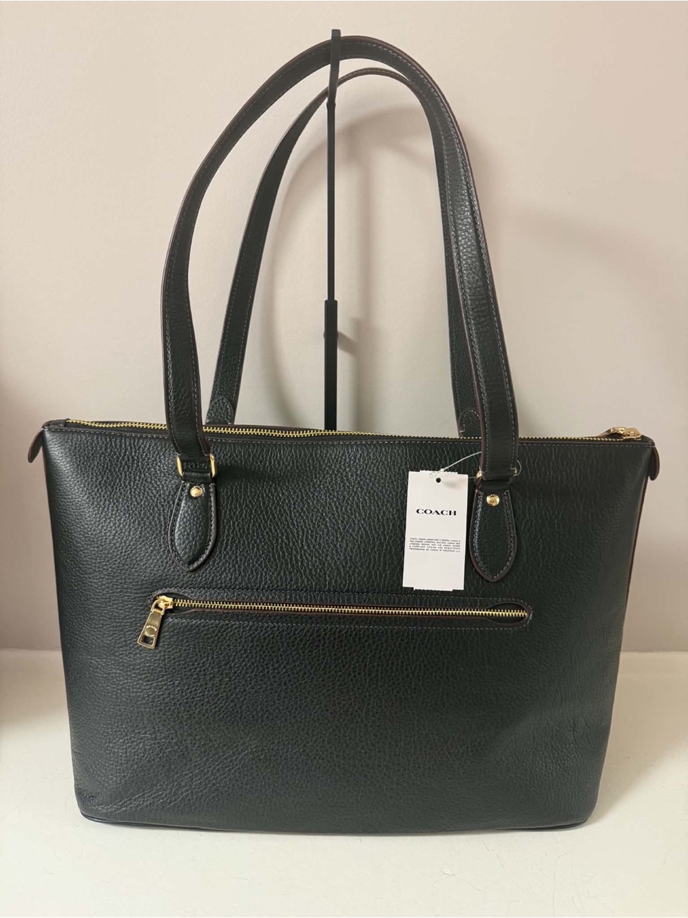 Coach Black Pebbled Leather Gallery Tote with Gold Hardware and Tassels - Picture 3 of 10